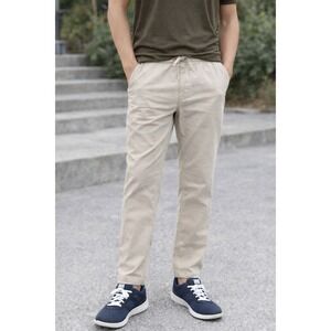 Hollister Linen Joggers Mens Medium 30x28 Epic Flex Slim Straight Pants Khaki